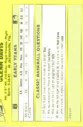 1987 Classic Update Yellow #107 Glenn Davis back image