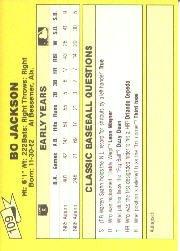 1987 Classic Update Yellow #109 Bo Jackson back image