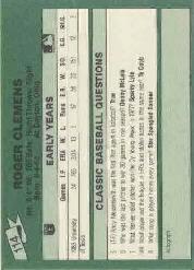 1987 Classic Update Yellow/Green Backs #114 Roger Clemens back image