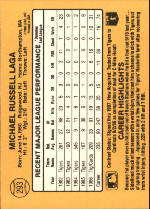 A7218- 1987 Donruss Baseball Karten 248-497 + Rookies -du Pick- 15 + Kostenlose - Bild 89 von 493