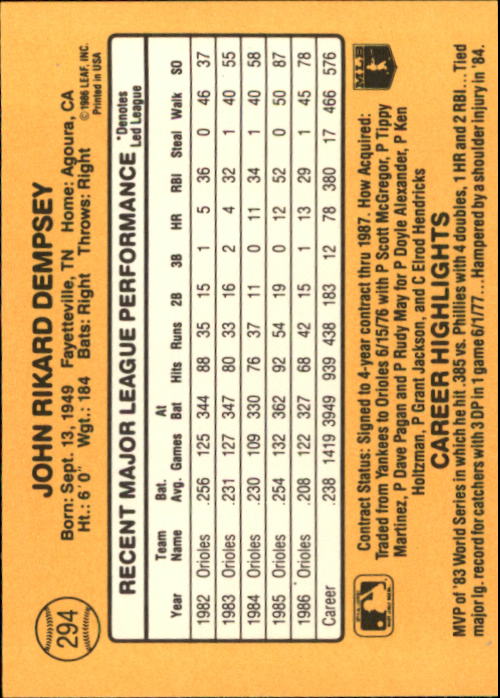 A7218- 1987 Donruss Baseball Karten 248-497 + Rookies -du Pick- 15 + Kostenlose - Bild 91 von 493