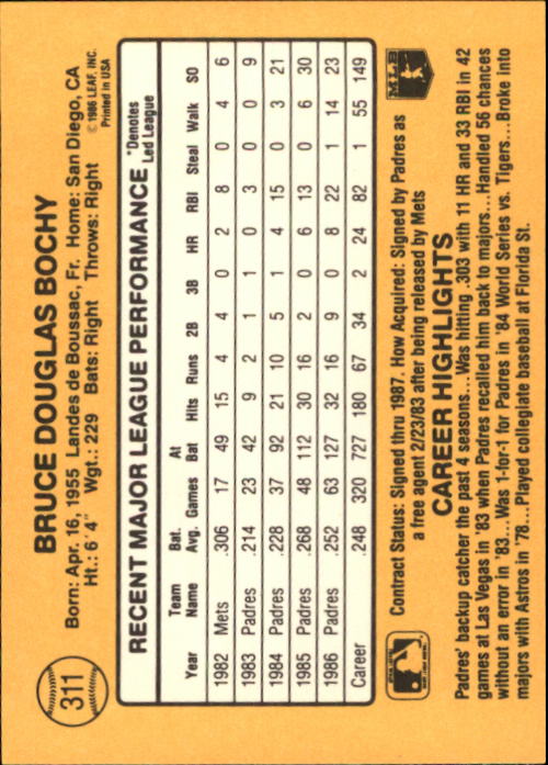 A7218- 1987 Donruss Baseball Karten 248-497 + Rookies -du Pick- 15 + Kostenlose - Bild 125 von 493