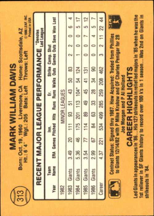 A7218- 1987 Donruss Baseball Karten 248-497 + Rookies -du Pick- 15 + Kostenlose - Bild 129 von 493