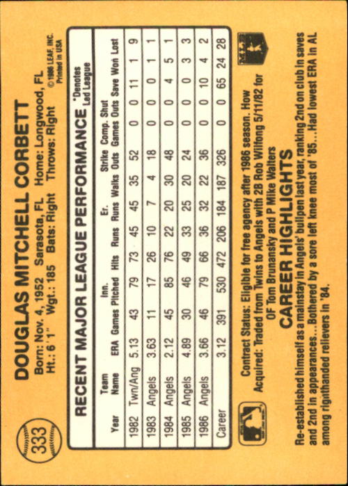 A7218- 1987 Donruss Baseball Karten 248-497 + Rookies -du Pick- 15 + Kostenlose - Bild 167 von 493