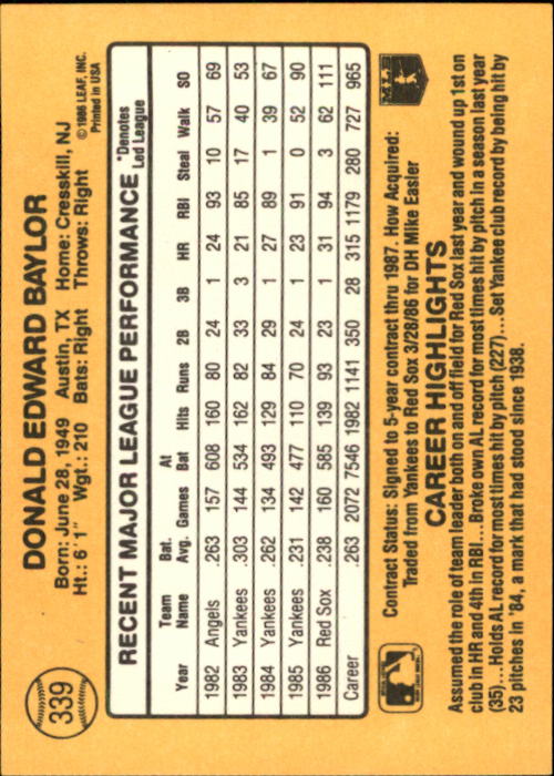 A7218- 1987 Donruss Baseball Karten 248-497 + Rookies -du Pick- 15 + Kostenlose - Bild 179 von 493