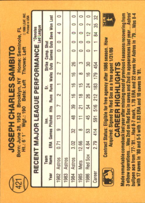 A7218- 1987 Donruss Baseball Karten 248-497 + Rookies -du Pick- 15 + Kostenlose - Bild 343 von 493