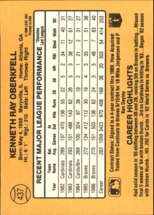 A7218- 1987 Donruss Baseball Karten 248-497 + Rookies -du Pick- 15 + Kostenlose - Bild 375 von 493