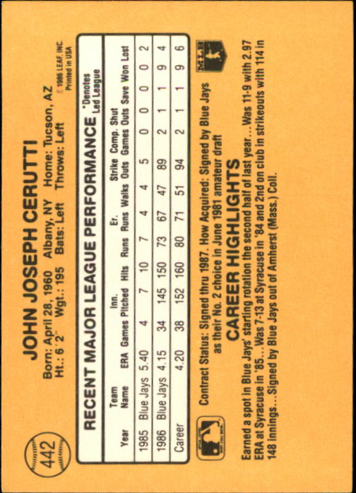 A7218- 1987 Donruss Baseball Karten 248-497 + Rookies -du Pick- 15 + Kostenlose - Bild 385 von 493