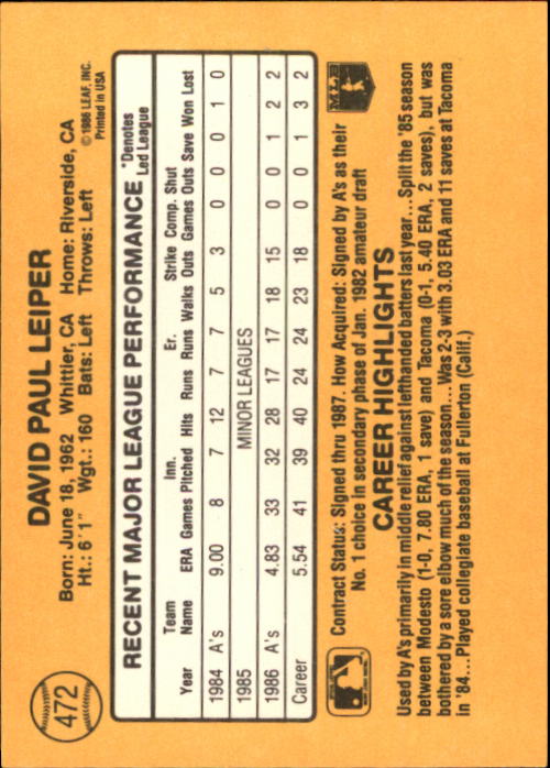 A7218- 1987 Donruss Baseball Karten 248-497 + Rookies -du Pick- 15 + Kostenlose - Bild 443 von 493