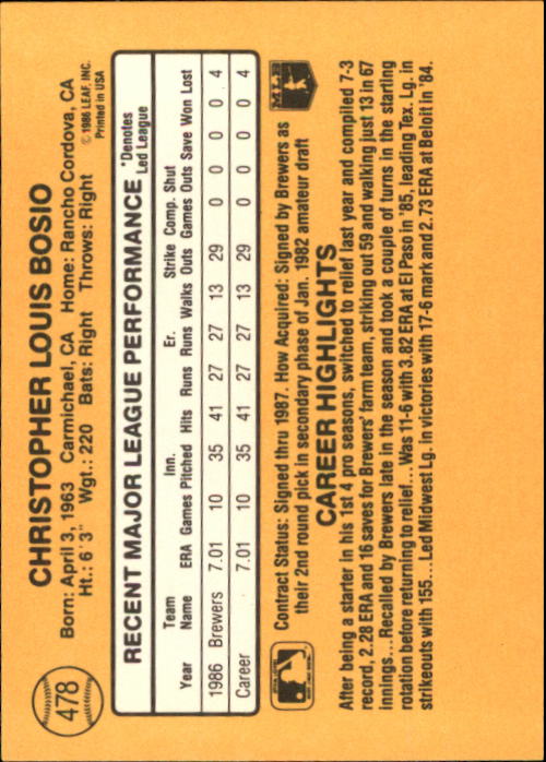 A7218- 1987 Donruss Baseball Karten 248-497 + Rookies -du Pick- 15 + Kostenlose - Bild 455 von 493