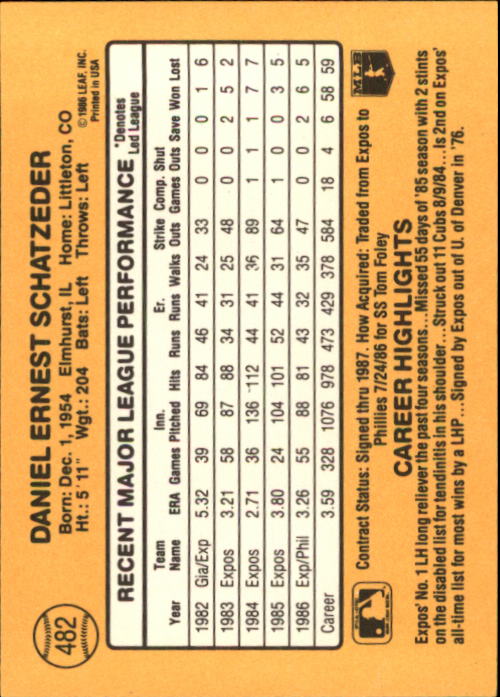 A7218- 1987 Donruss Baseball Karten 248-497 + Rookies -du Pick- 15 + Kostenlose - Bild 463 von 493