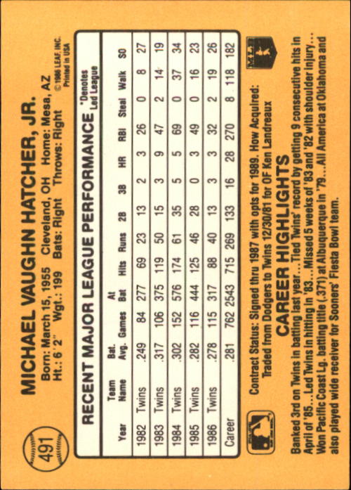 A7218- 1987 Donruss Baseball Karten 248-497 + Rookies -du Pick- 15 + Kostenlose - Bild 481 von 493
