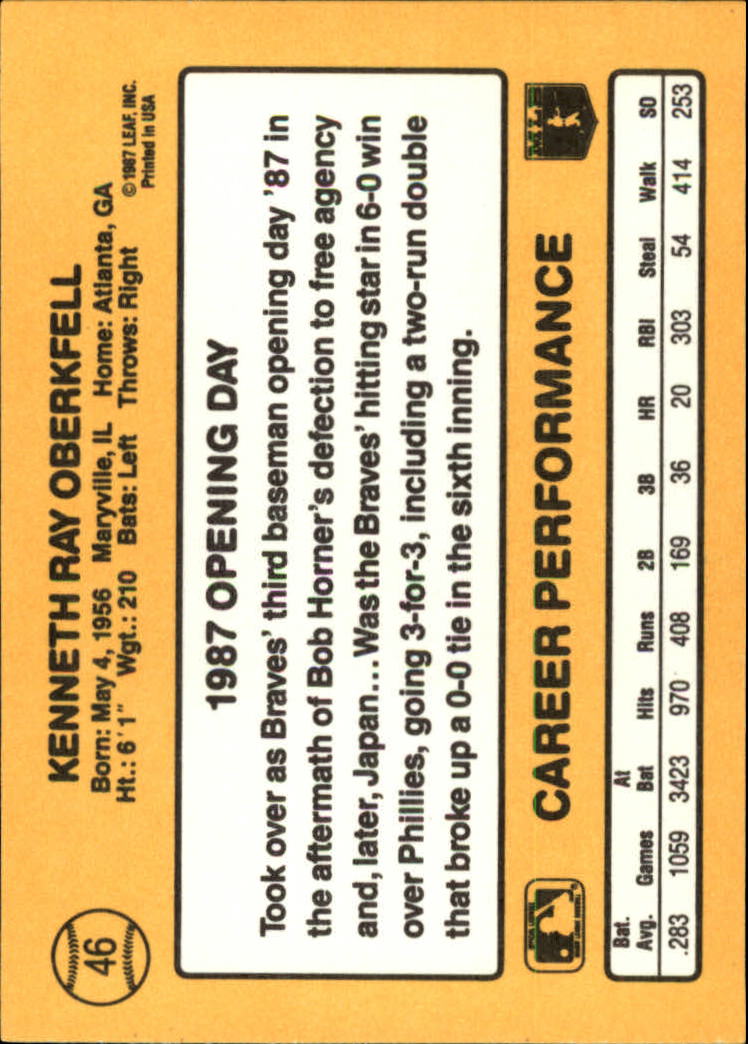 1987 Donruss Opening Day #46 Ken Oberkfell back image