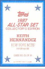 1987 Topps Glossy Send-Ins #26 Keith Hernandez back image