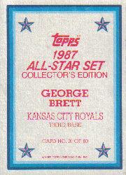 1987 Topps Glossy Send-Ins #31 George Brett back image