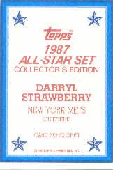 1987 Topps Glossy Send-Ins #32 Darryl Strawberry back image