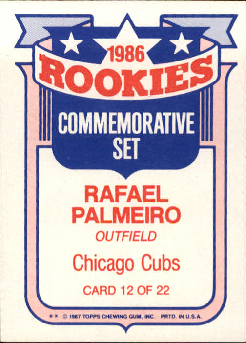 1987 Topps Rookies #12 Rafael Palmeiro back image