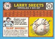 1988 Topps UK Minis #70 Larry Sheets back image