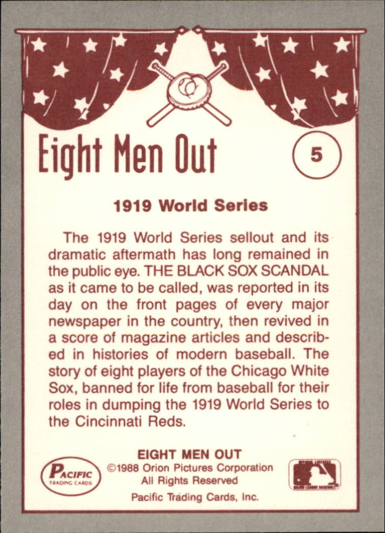 1988 Pacific Eight Men Out #5 The Black Sox Scandal back image