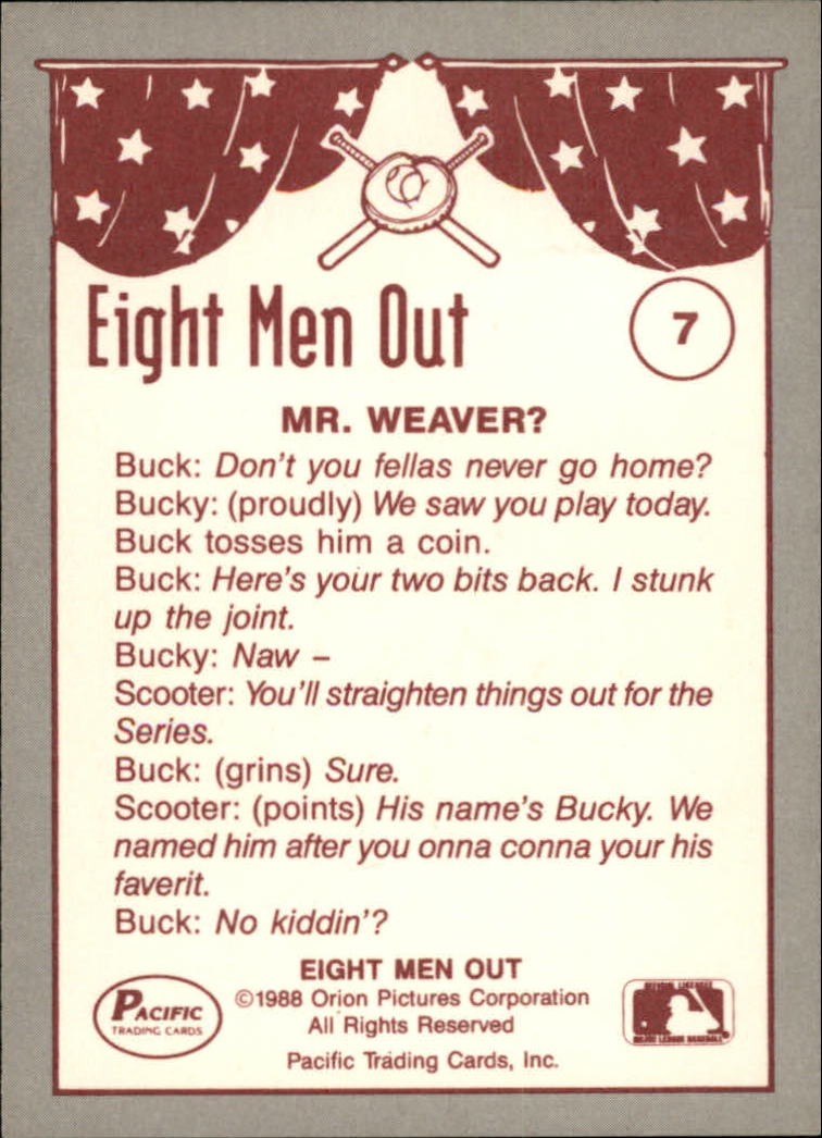 1988 Pacific Eight Men Out #7 Buck's Their/Favorite back image