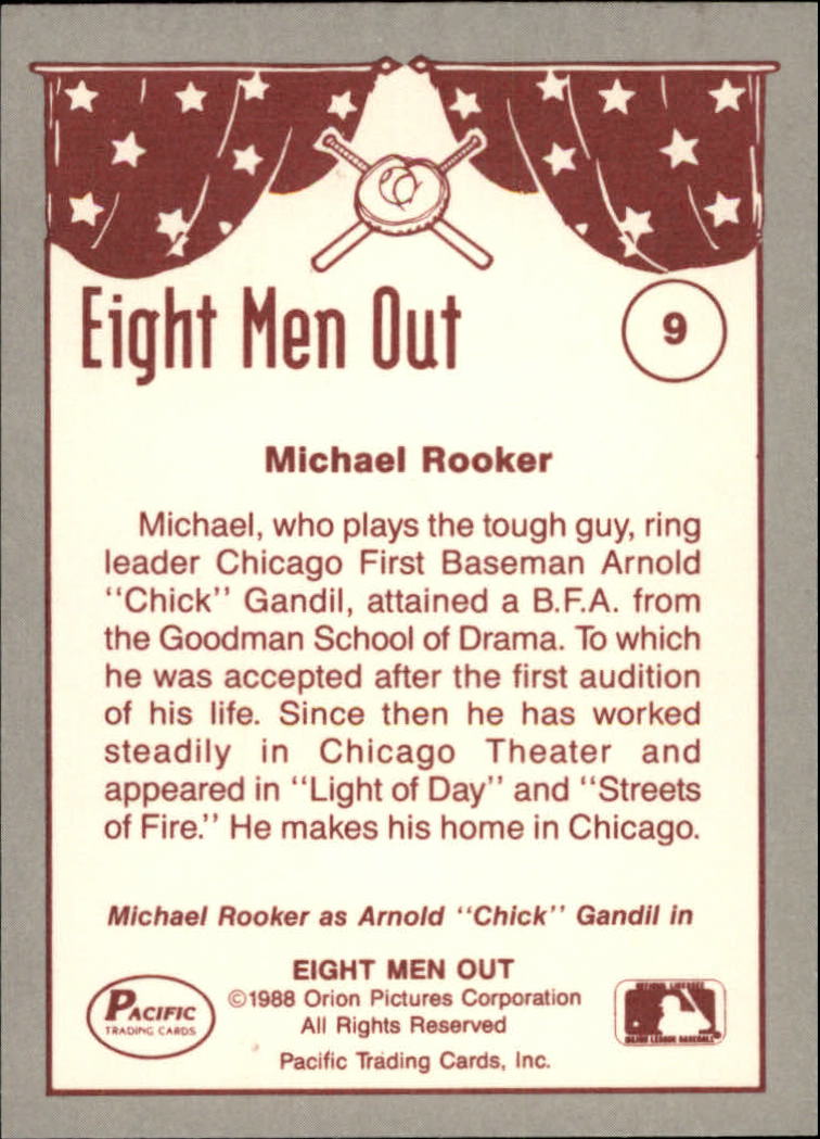 1988 Pacific Eight Men Out #9 Michael Rooker as/Chick Gandil back image