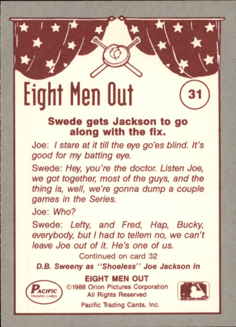 1988 Pacific Eight Men Out #31 Shoeless Joe/His Batting Eye back image