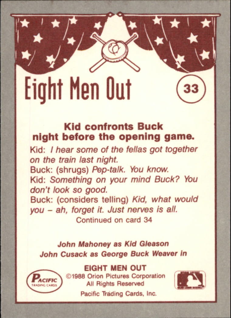 1988 Pacific Eight Men Out #33 Buck Can't Sleep back image