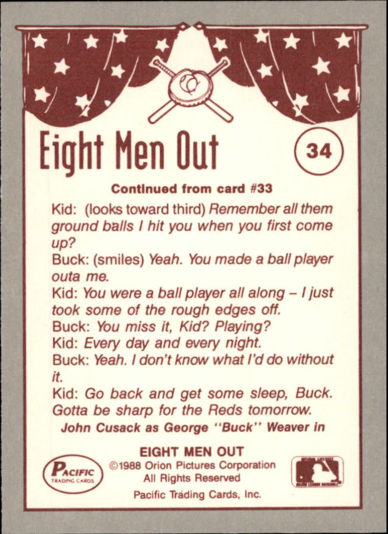 1988 Pacific Eight Men Out #34 George Buck Weaver back image