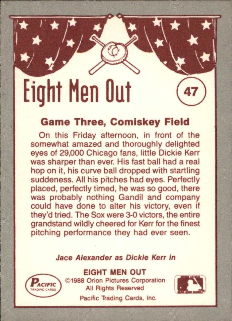 1988 Pacific Eight Men Out #47 Dickie Kerr Wins/Game Three back image
