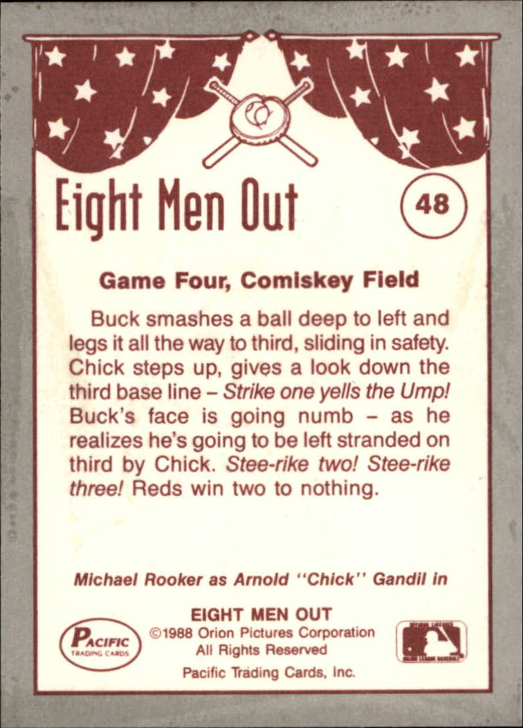 1988 Pacific Eight Men Out #48 Chick Leaves Buck/At Third back image