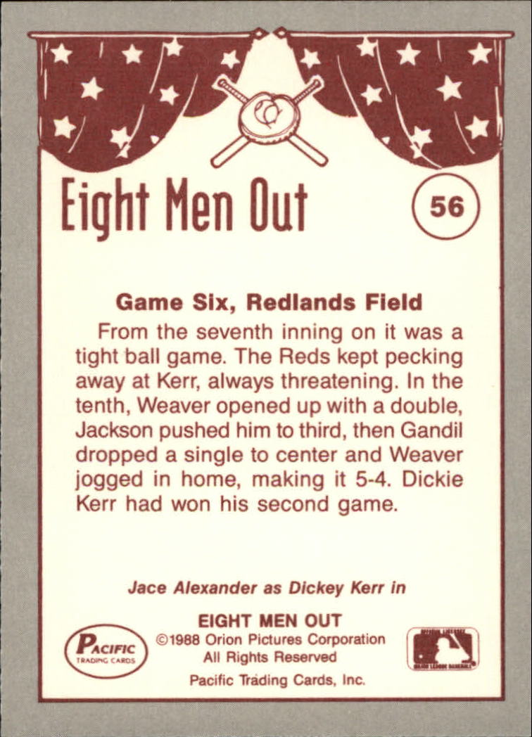 1988 Pacific Eight Men Out #56 Kerr Wins Game Six back image