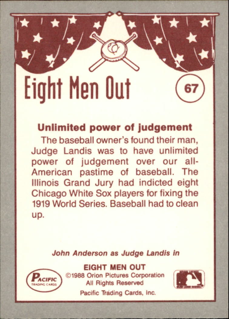 1988 Pacific Eight Men Out #67 Judge Kenesaw/Mountain Landis back image