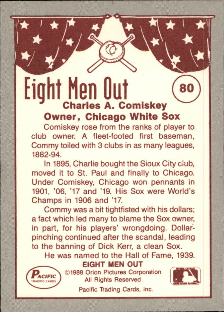 1988 Pacific Eight Men Out #80 Charles Comiskey OWN back image