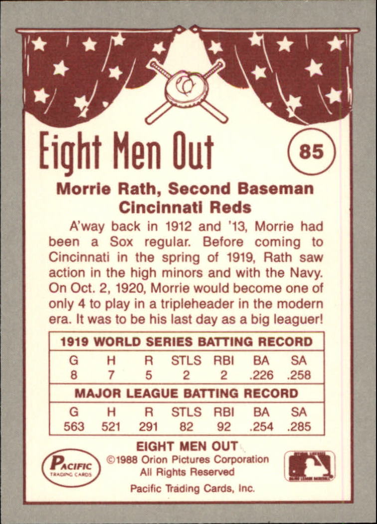 1988 Pacific Eight Men Out #85 Morrie Rath back image
