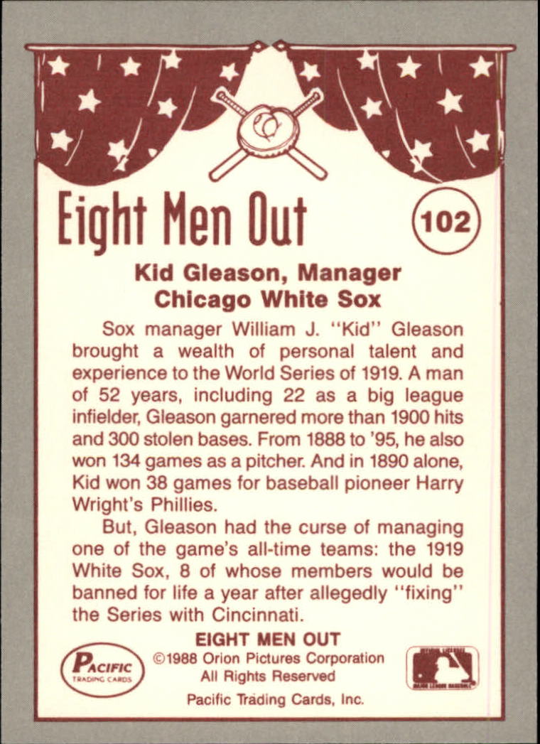 1988 Pacific Eight Men Out #102 Kid Gleason MG back image