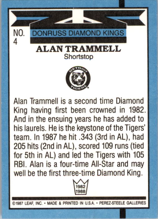 1988 Donruss #4 Alan Trammell DK back image