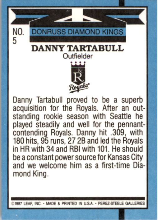 1988 Donruss #5 Danny Tartabull DK back image