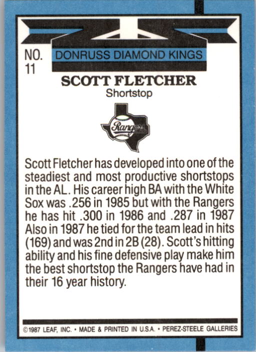 1988 Donruss #11 Scott Fletcher DK back image