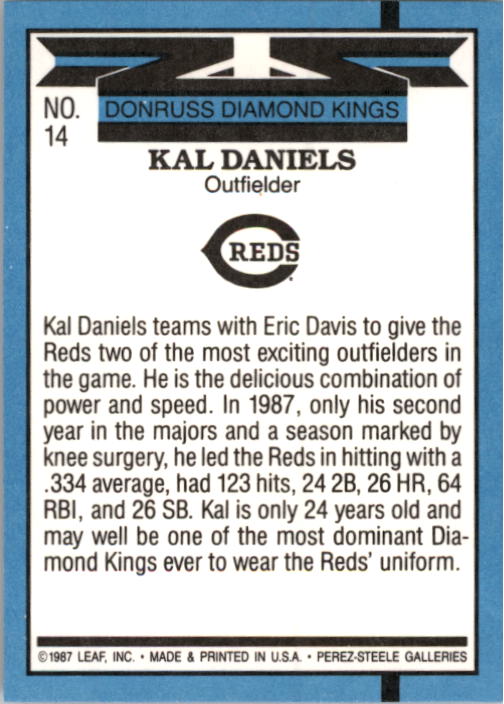 1988 Donruss #14 Kal Daniels DK back image