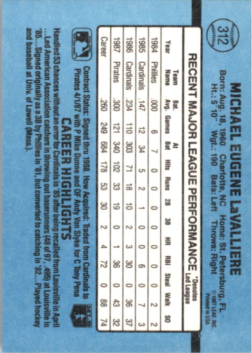 thumbnail 129  - 1988 Donruss Baseball Cards 249-496 Pick From List