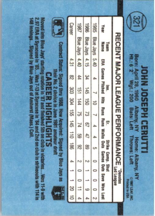 thumbnail 147  - 1988 Donruss Baseball Cards 249-496 Pick From List