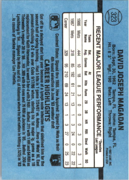 thumbnail 151  - 1988 Donruss Baseball Cards 249-496 Pick From List