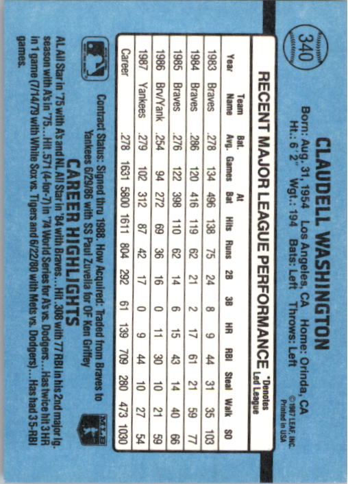 thumbnail 185  - 1988 Donruss Baseball Cards 249-496 Pick From List