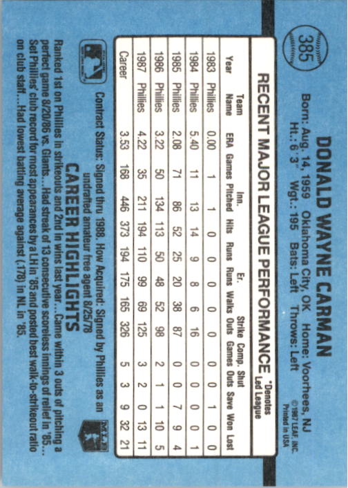 thumbnail 265  - 1988 Donruss Baseball Cards 249-496 Pick From List