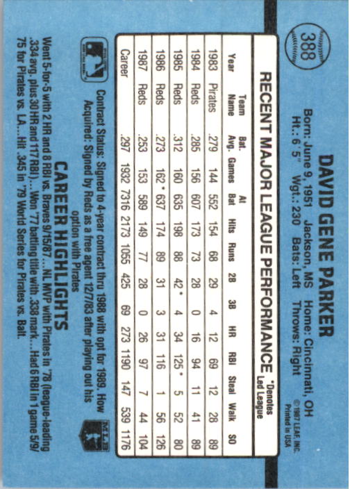 thumbnail 271  - 1988 Donruss Baseball Cards 249-496 Pick From List