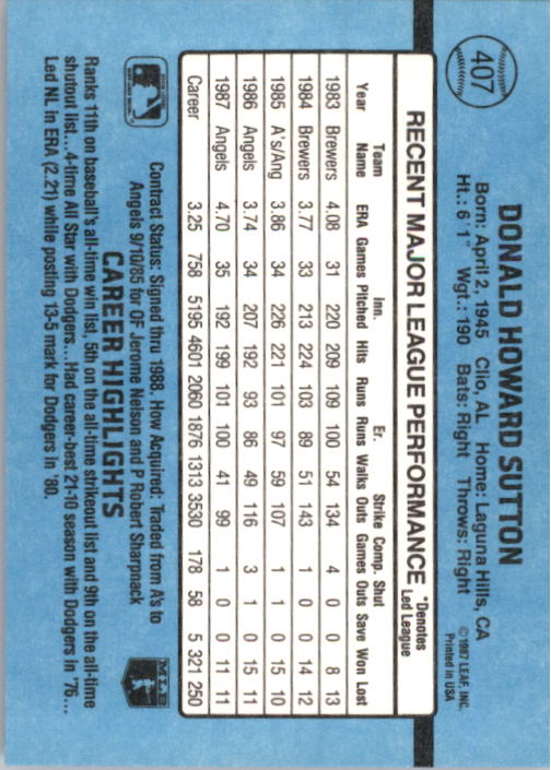 thumbnail 305  - 1988 Donruss Baseball Cards 249-496 Pick From List