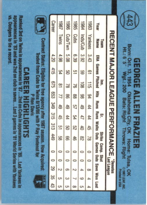 thumbnail 377  - 1988 Donruss Baseball Cards 249-496 Pick From List