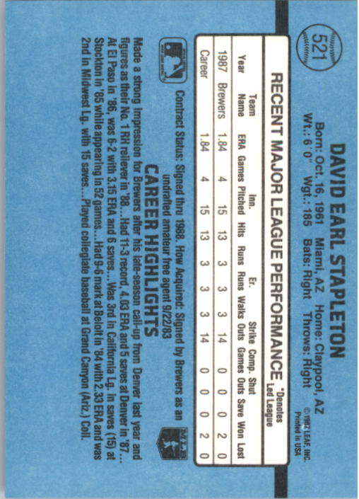 B2120- 1988 Donruss Baseball Cards 501-660 +Inserts -You Pick- 15+ FREE US SHIP - Picture 51 of 378