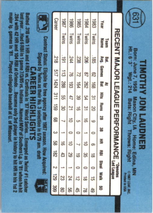 B2120- 1988 Donruss Baseball Cards 501-660 +Inserts -You Pick- 15+ FREE US SHIP - Picture 273 of 378