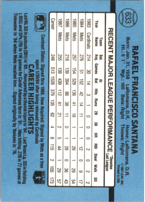 Sports Card Back